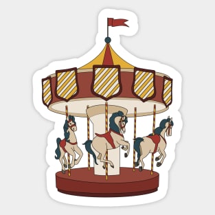 Carnival circus carousel with horses on it. Sticker